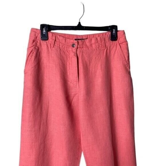 Womens Linen Wide-Leg Pants 4 Beachy Coastal Lagenlook Oversized Coral B… - Picture 2 of 7